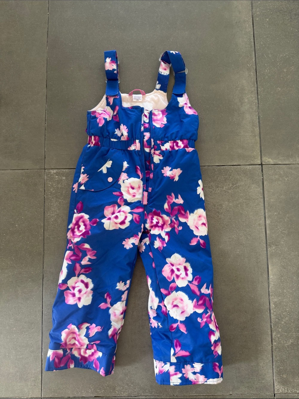 Obermeyer Blue Floral Girls Snow Bib Overalls